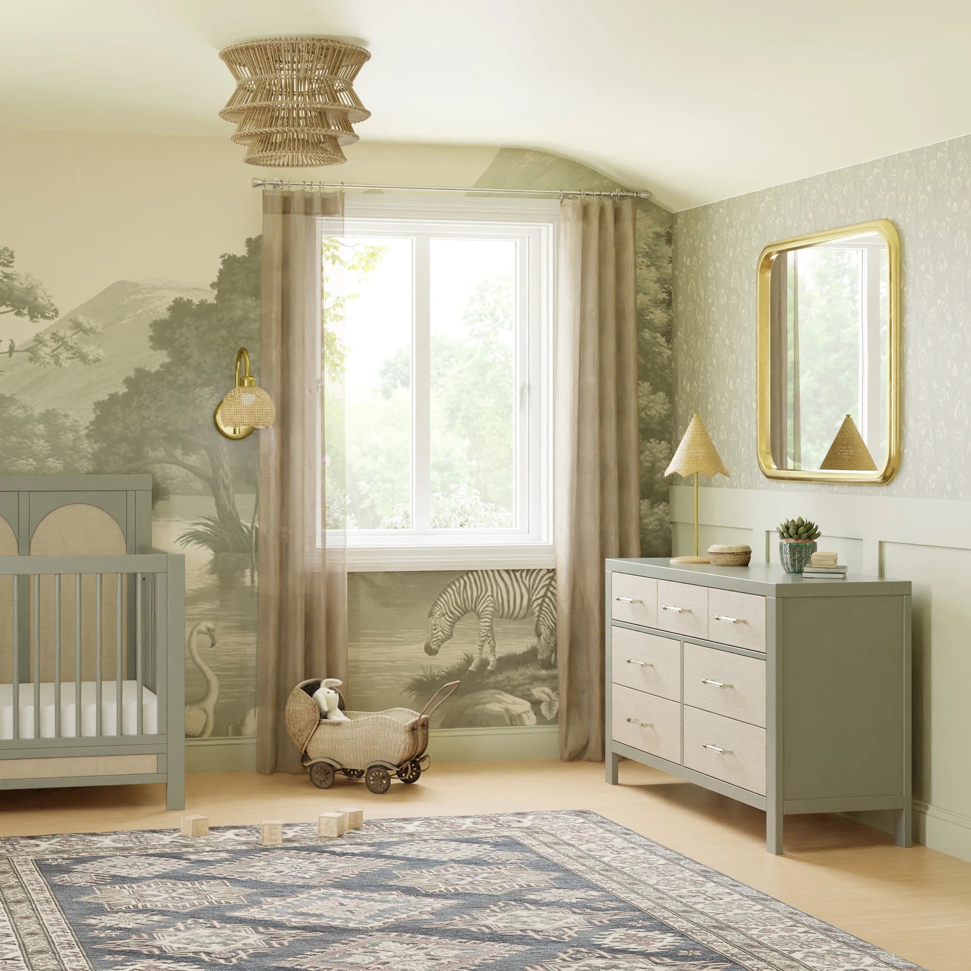 Namesake Eloise 7-Drawer Assembled Dresser - French Sage & Performance Sand Eco-Weave-NAMESAKE-Little Giant Kidz