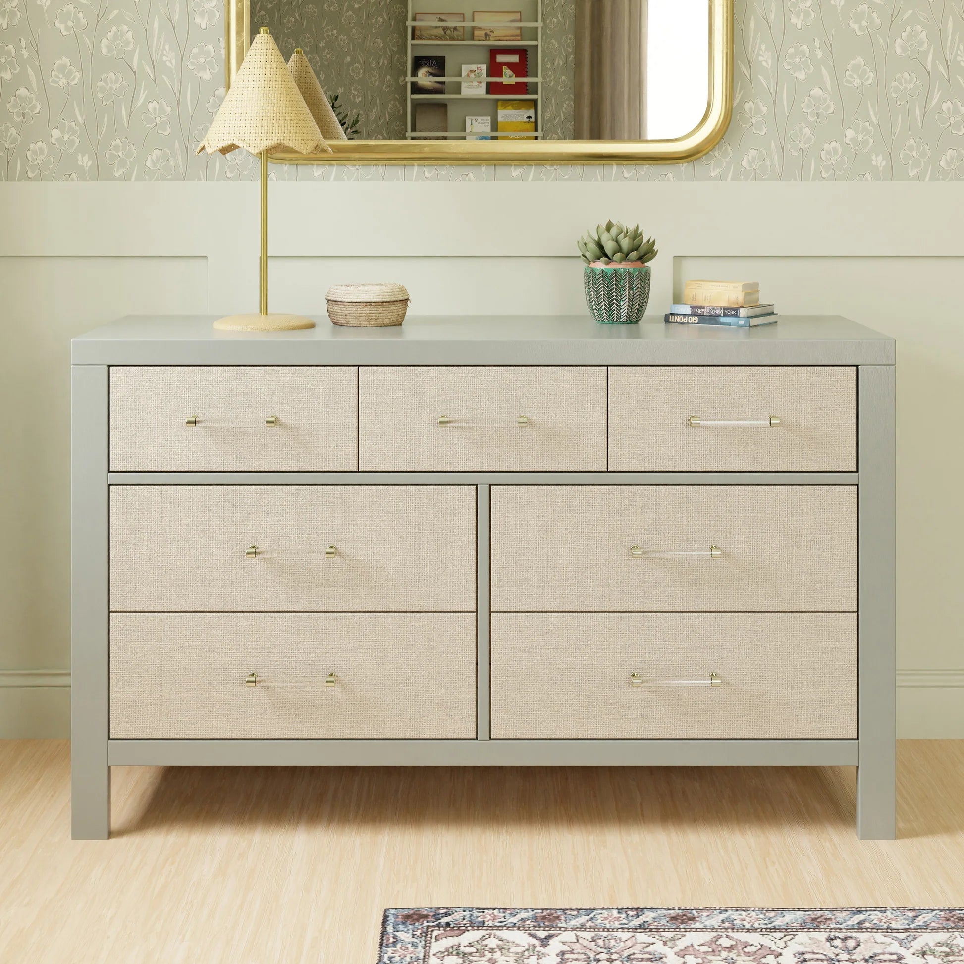 Namesake Eloise 7-Drawer Assembled Dresser - French Sage & Performance Sand Eco-Weave-NAMESAKE-Little Giant Kidz