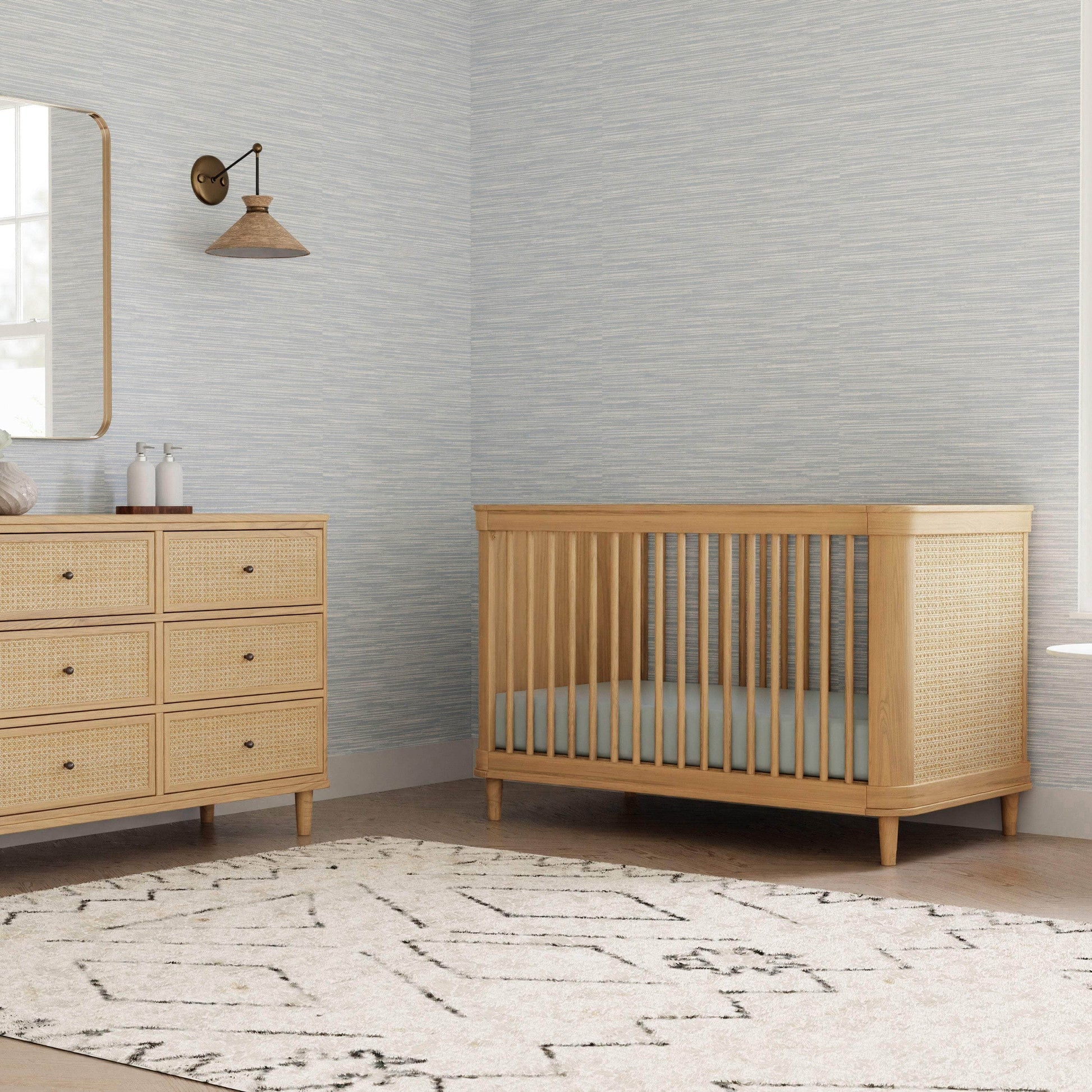 Namesake Marin with Cane 3-in-1 Convertible Crib - Honey & Honey Cane-NAMESAKE-Little Giant Kidz