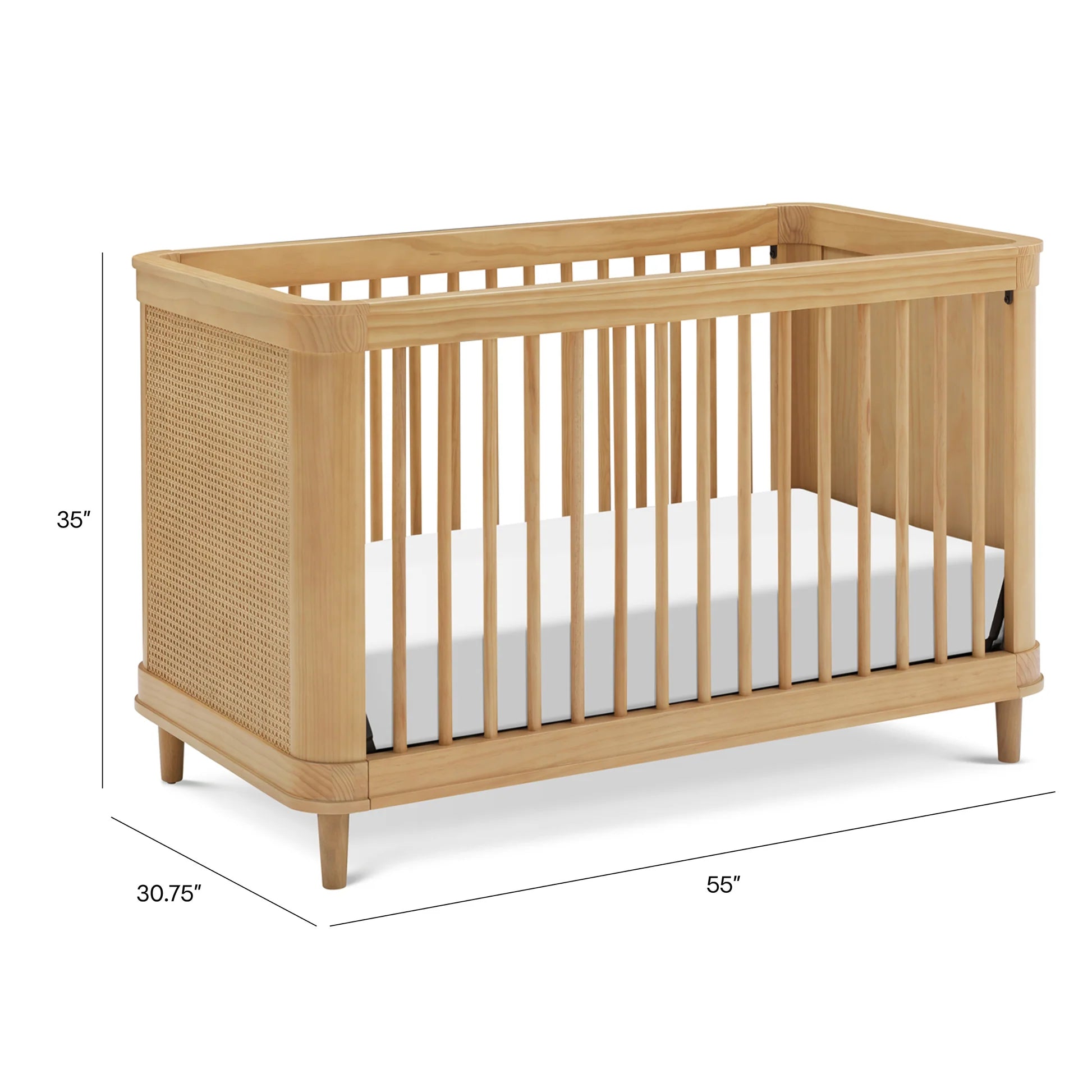 Namesake Marin with Cane 3-in-1 Convertible Crib - Honey & Honey Cane-NAMESAKE-Little Giant Kidz