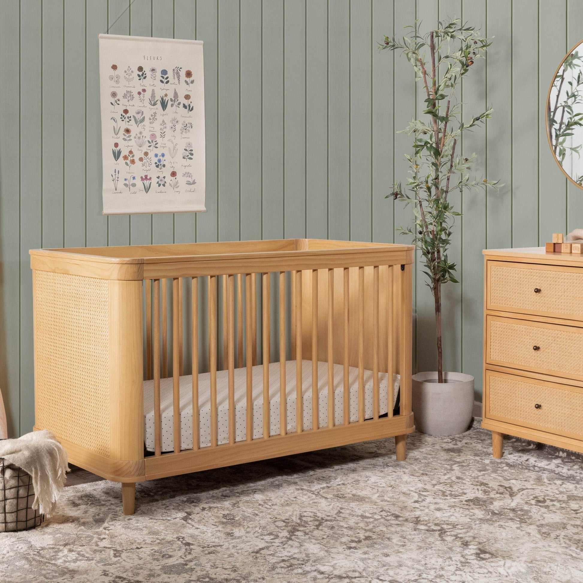 Namesake Marin with Cane 3-in-1 Convertible Crib - Honey & Honey Cane-NAMESAKE-Little Giant Kidz