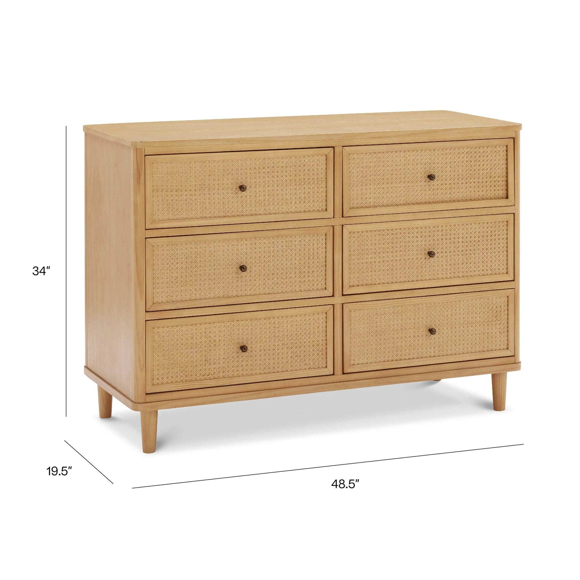 Namesake Marin with Cane 6 Drawer Assembled Dresser - Honey & Honey Cane-NAMESAKE-Little Giant Kidz