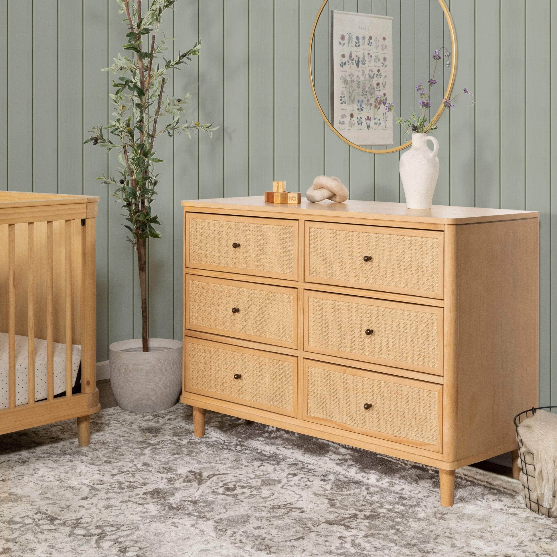 Namesake Marin with Cane 6 Drawer Assembled Dresser - Honey & Honey Cane-NAMESAKE-Little Giant Kidz