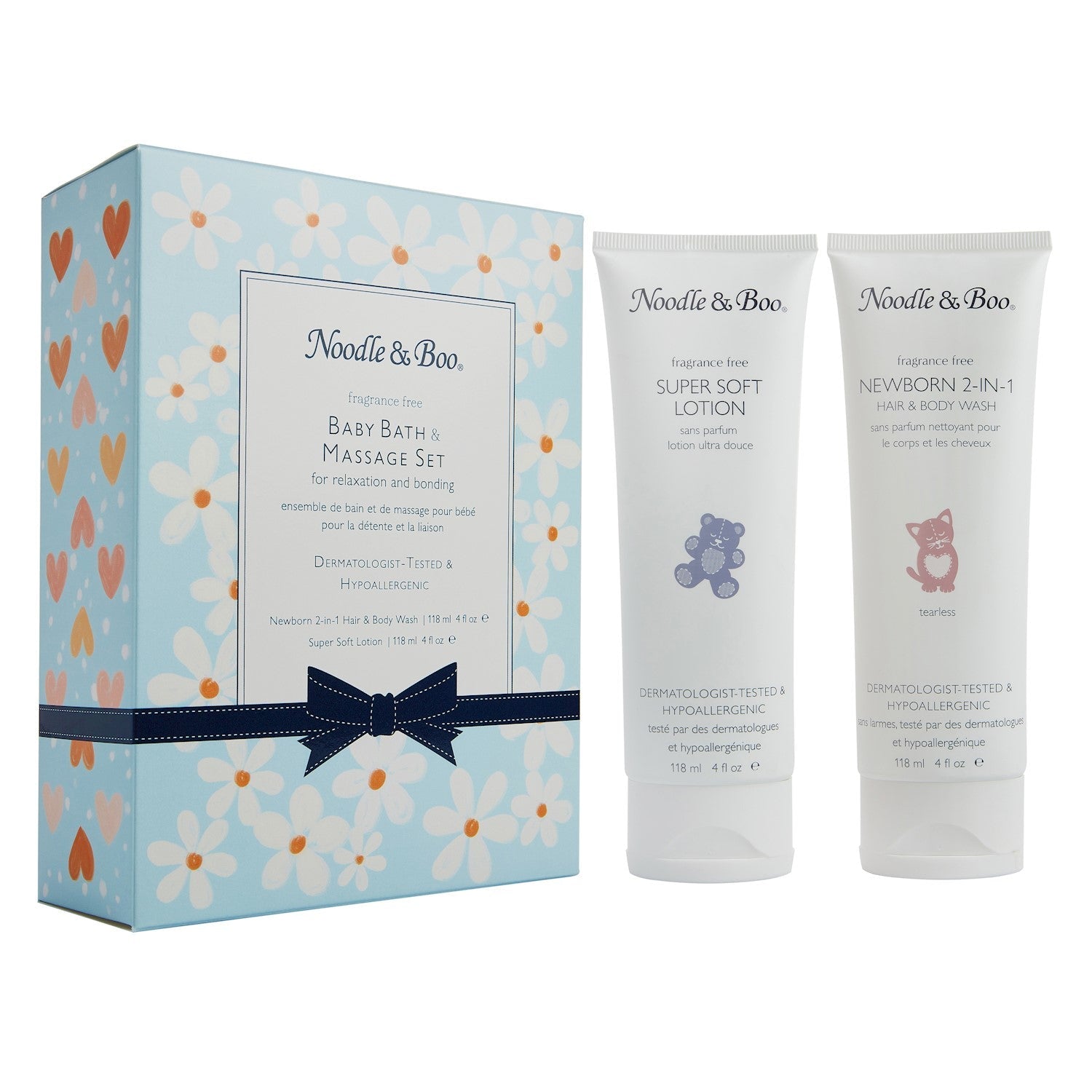 Noodle & Boo Daisy Heart Gift Set Fragrance Free Baby Bath & Massage-NOODLE & BOO-Little Giant Kidz