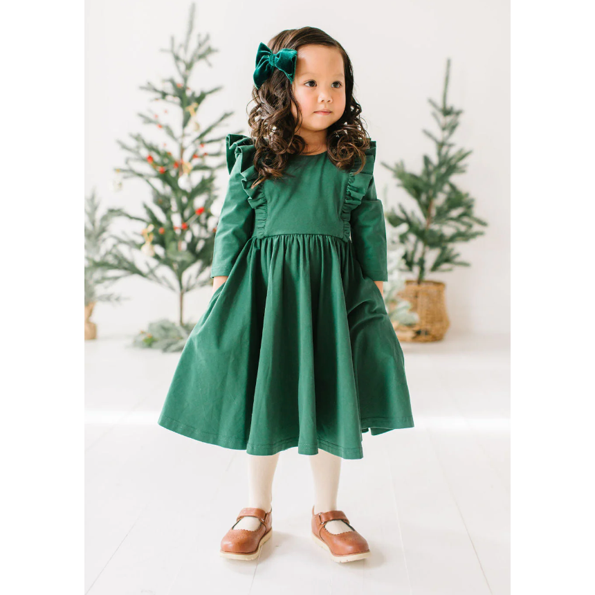 Ollie Jay Adelisa Dress- Evergreen-Ollie Jay-Little Giant Kidz