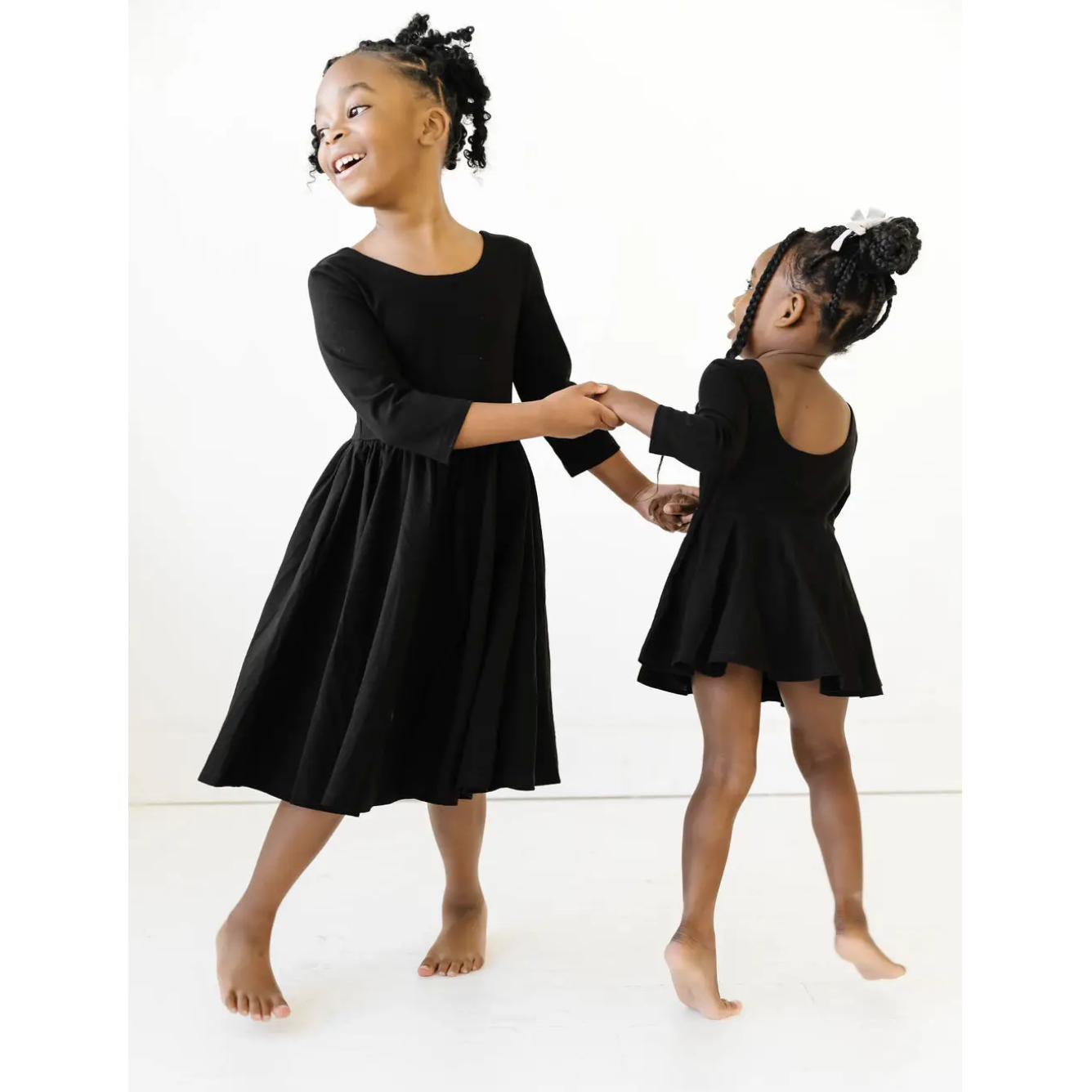 Ollie Jay Black Puff Twirl Dress-Ollie Jay-Little Giant Kidz