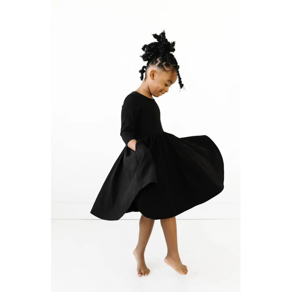 Ollie Jay Black Puff Twirl Dress-Ollie Jay-Little Giant Kidz