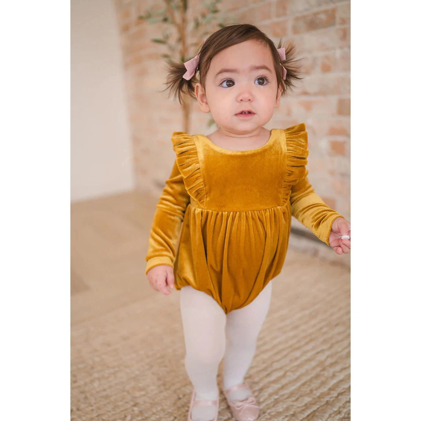 Ollie Jay Golden Velvet Leah Romper-Ollie Jay-Little Giant Kidz