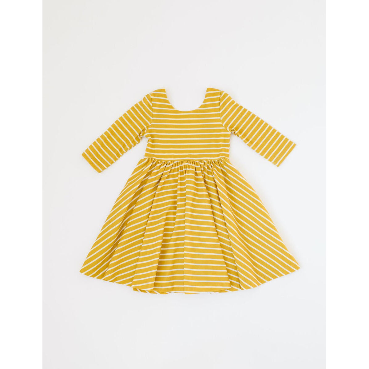 Ollie Jay Mustard Stripe Emile Twirl Dress-Ollie Jay-Little Giant Kidz