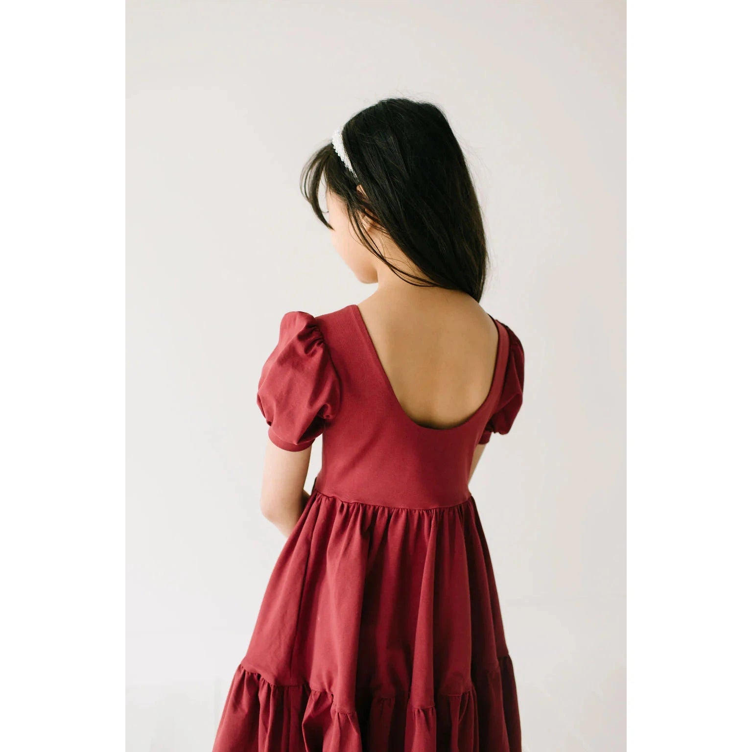 Ollie Jay Puff Dress in Wine-Ollie Jay-Little Giant Kidz