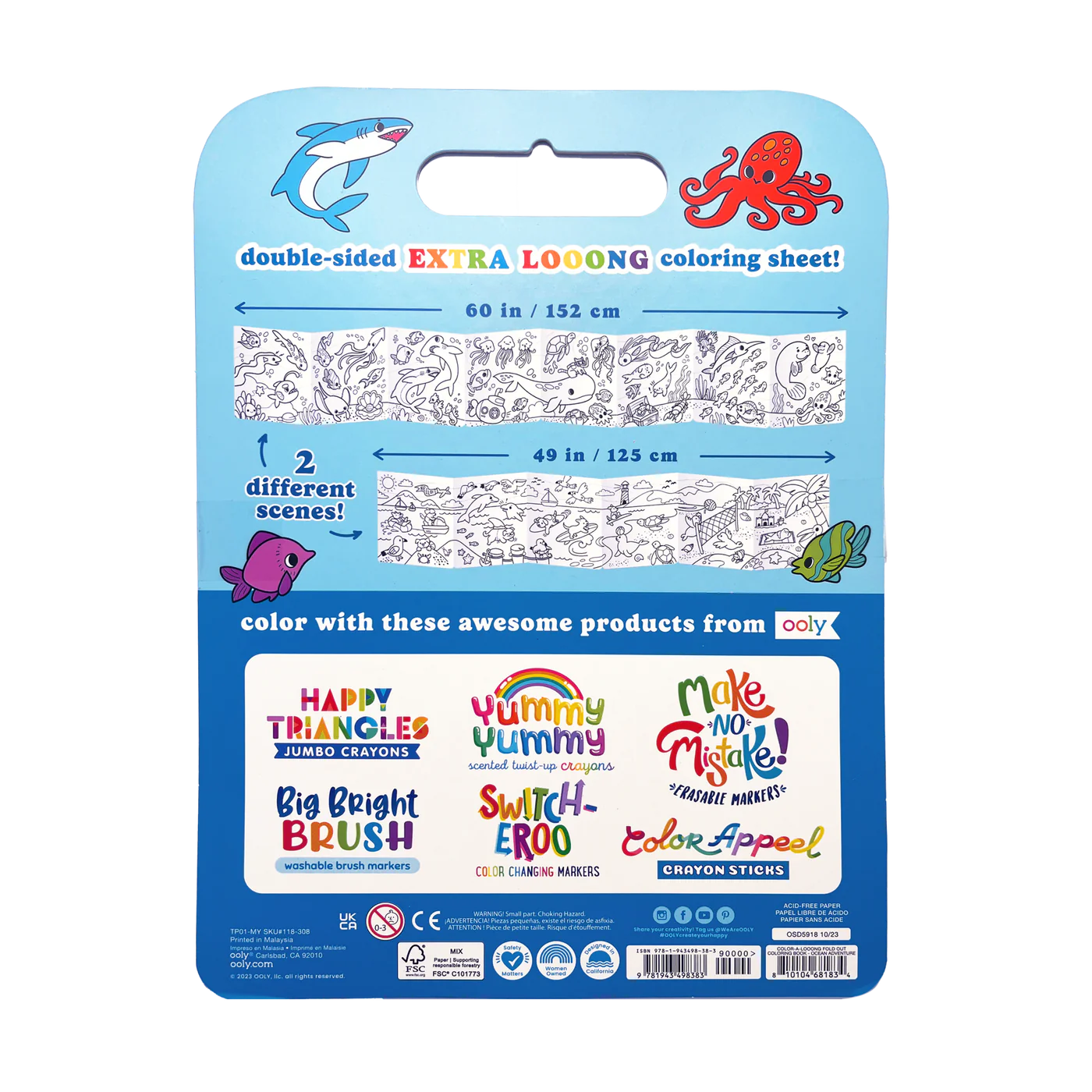 Ooly Color-A-Looong 5' Fold Out Kids Coloring Book - Ocean Adventure-OOLY-Little Giant Kidz