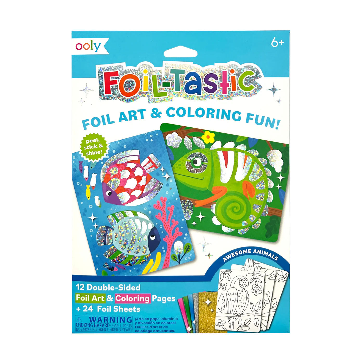 Ooly Foil-tastic Foil Art & Coloring Set - Awesome Animals-OOLY-Little Giant Kidz