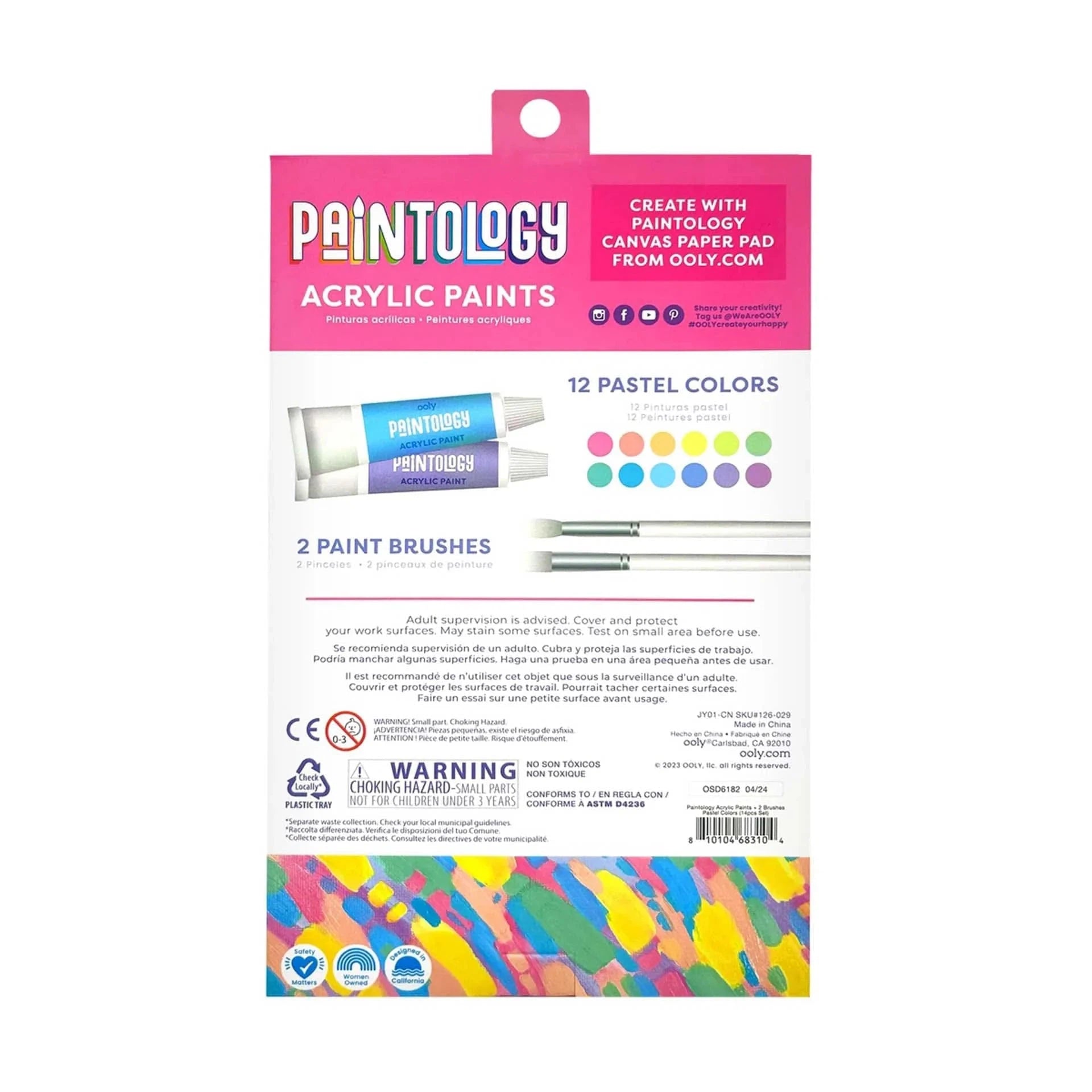 Ooly Paintology Acrylic Paint Set - Pastel Colors - Set of 12-OOLY-Little Giant Kidz