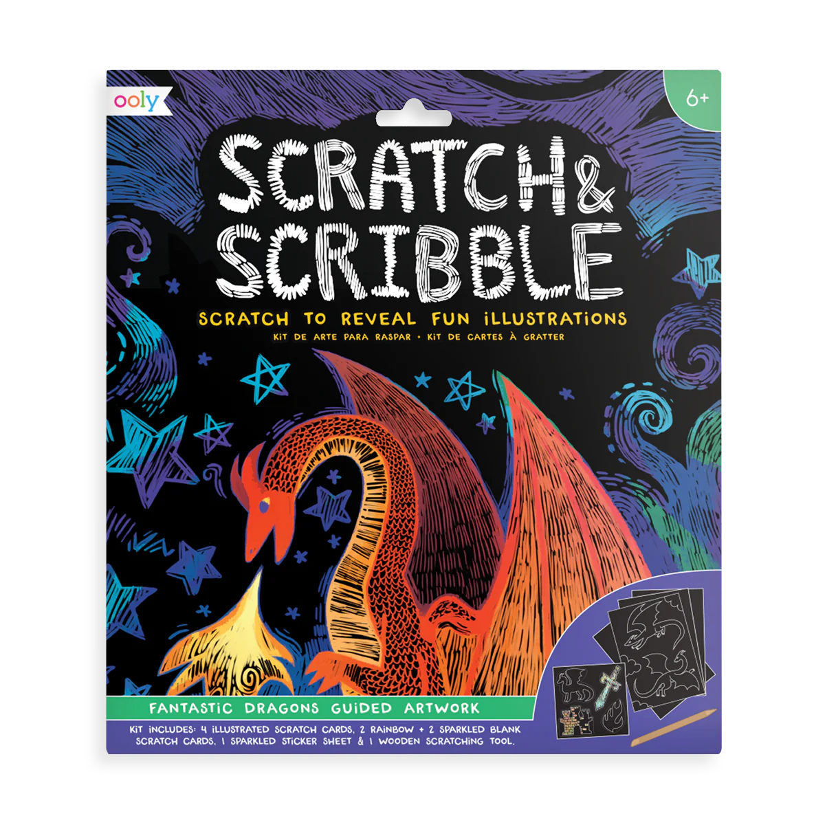 Ooly Scratch & Scribble Art Kit: Fantastic Dragon - 10 Piece Set-OOLY-Little Giant Kidz