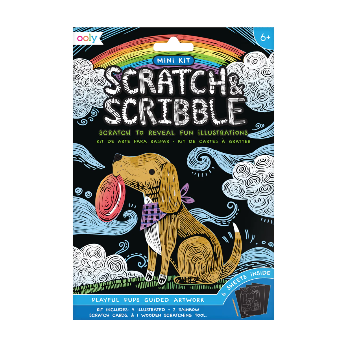 Ooly Scratch and Scribble Mini Scratch Art Kit: Playful Pups-OOLY-Little Giant Kidz