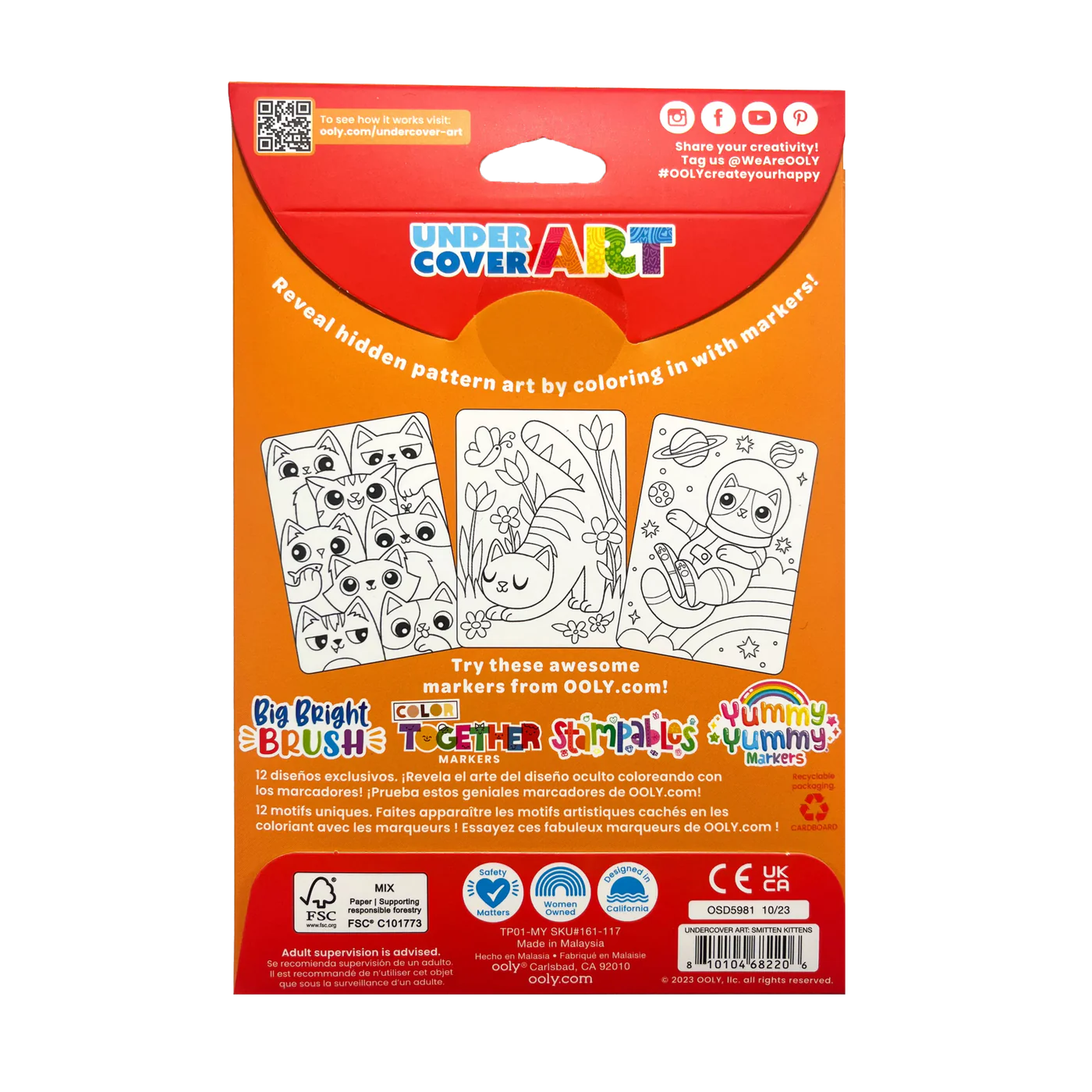 Ooly Undercover Art Hidden Pattern Coloring Activity Art Cards - Smitten Kittens-OOLY-Little Giant Kidz