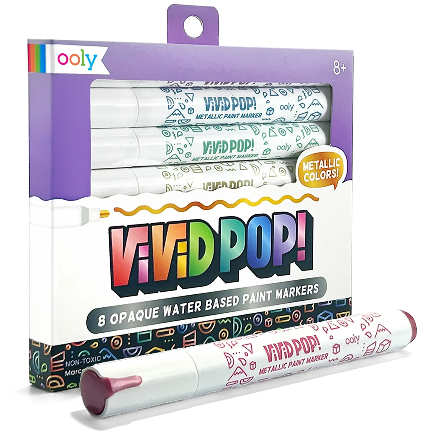 Ooly Vivid Pop! Water Based Paint Markers - Metallic - Set of 8-OOLY-Little Giant Kidz