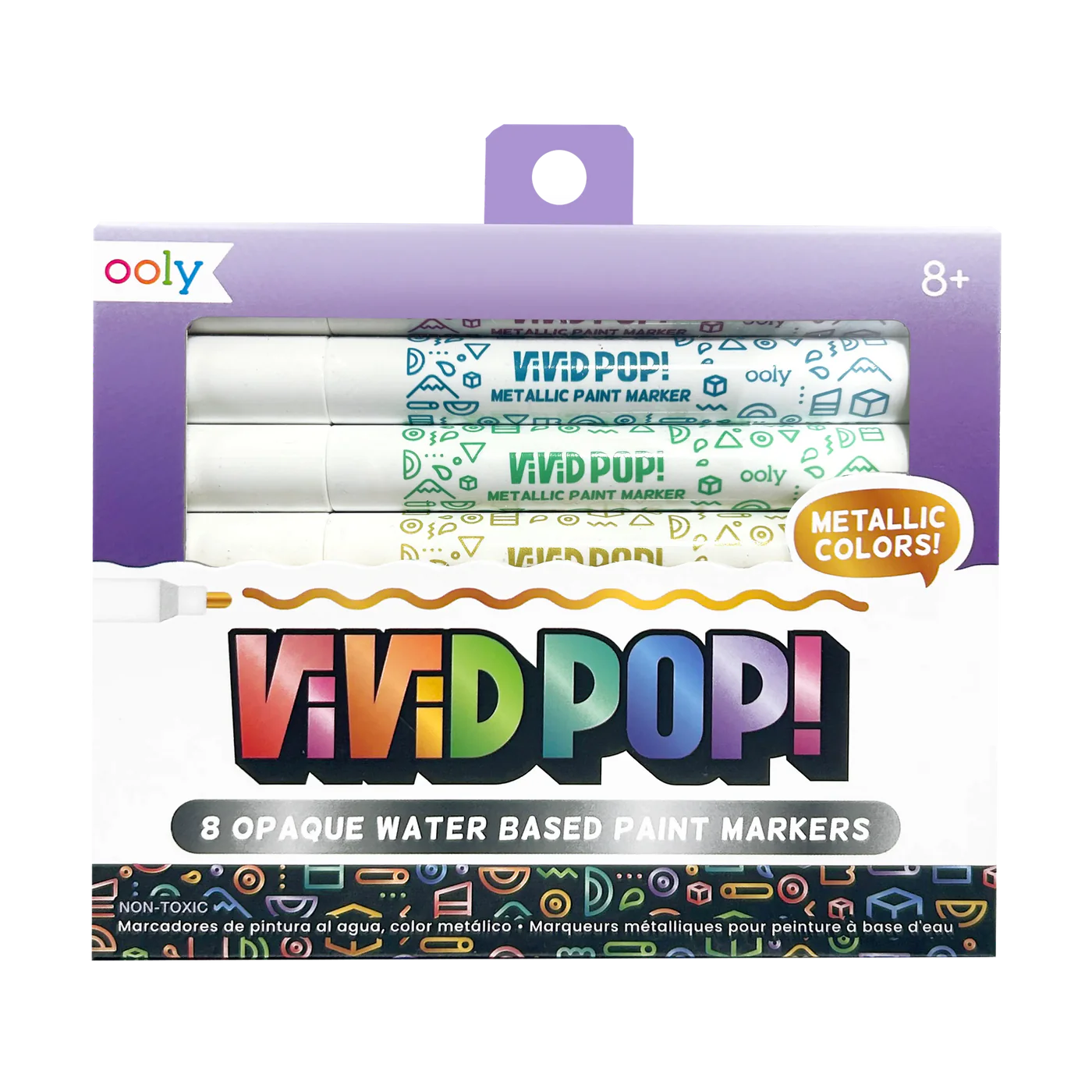 Ooly Vivid Pop! Water Based Paint Markers - Metallic - Set of 8-OOLY-Little Giant Kidz