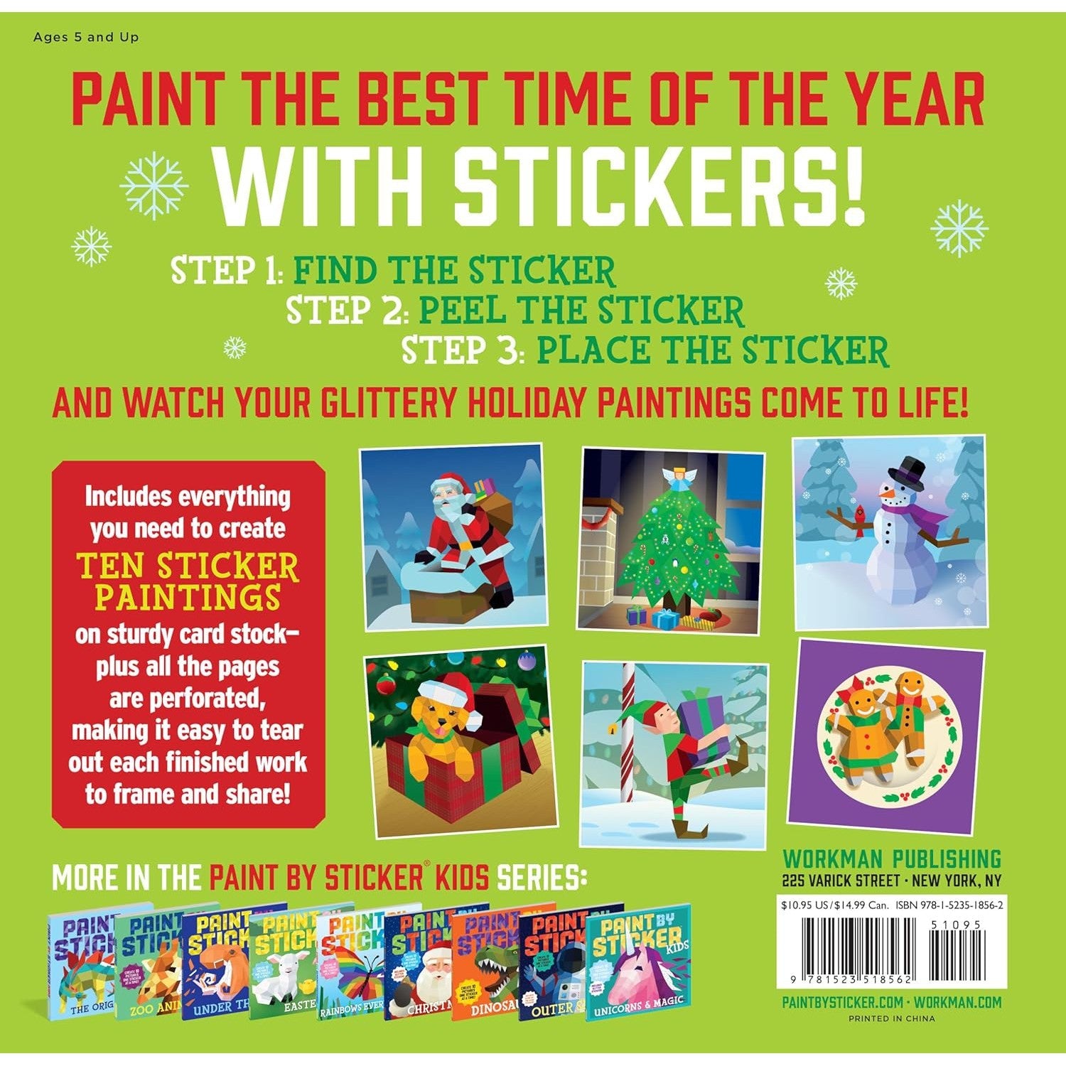 Paint by Sticker Kids: Holly Jolly Christmas (Paperback Book)-HACHETTE BOOK GROUP USA-Little Giant Kidz