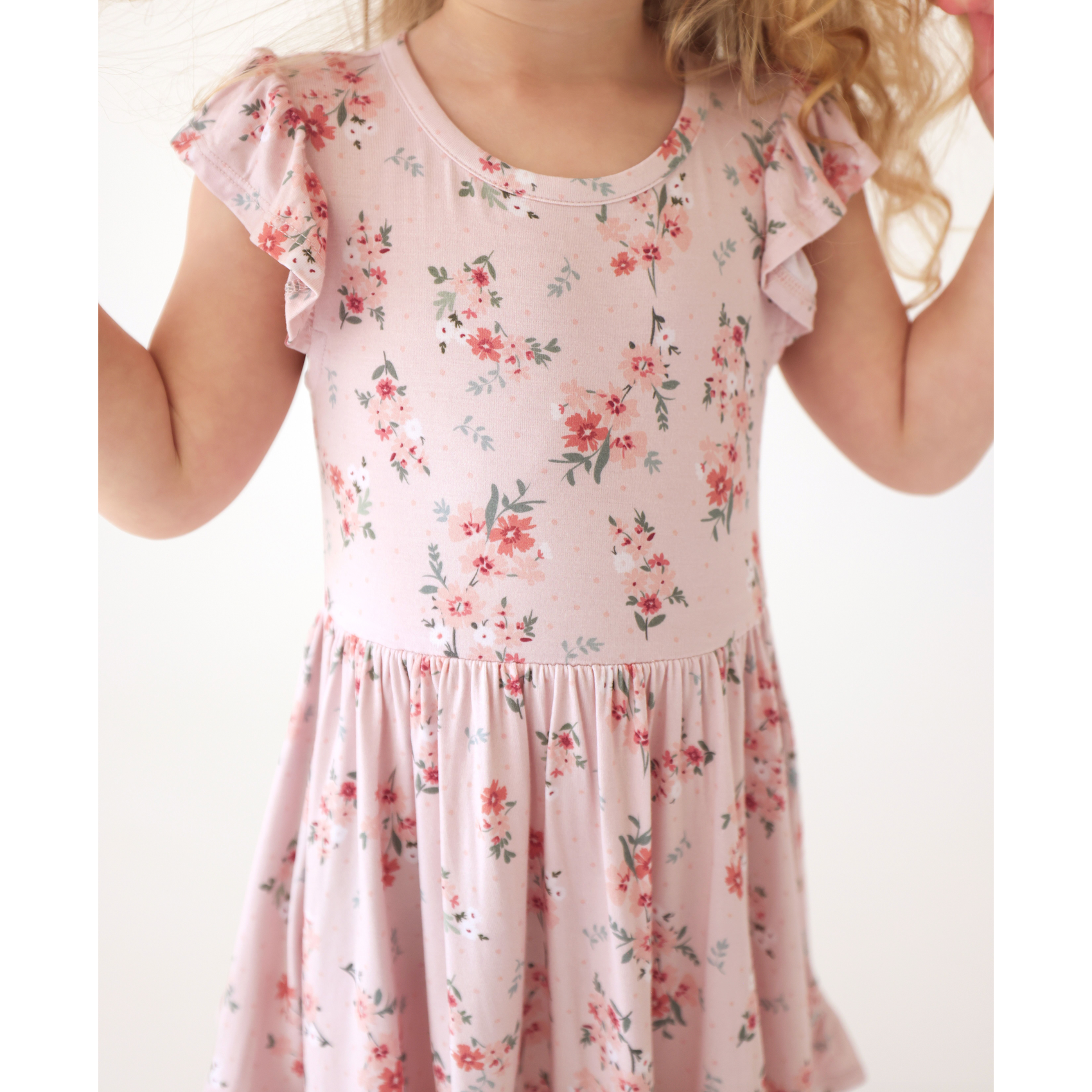 Posh Peanut London Short Sleeve Ruffled Twirl Dress-POSH PEANUT-Little Giant Kidz