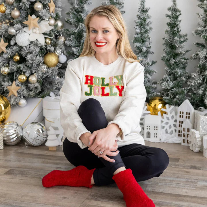 *Pre-Sale* Sweet Wink Holly Jolly Patch Christmas Adult Sweatshirt - Natural-Sweet Wink-Little Giant Kidz