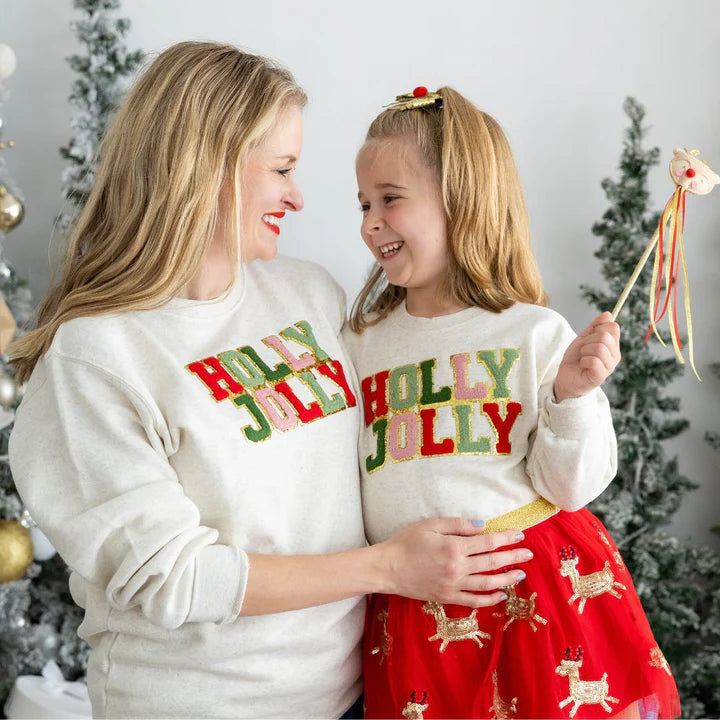 *Pre-Sale* Sweet Wink Holly Jolly Patch Christmas Adult Sweatshirt - Natural-Sweet Wink-Little Giant Kidz