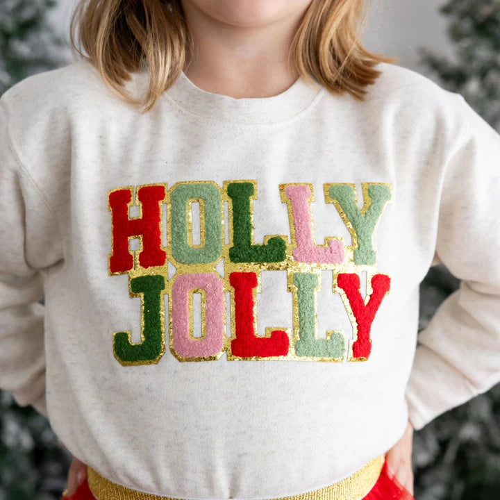 *Pre-Sale* Sweet Wink Holly Jolly Patch Christmas Sweatshirt - Natural-Sweet Wink-Little Giant Kidz