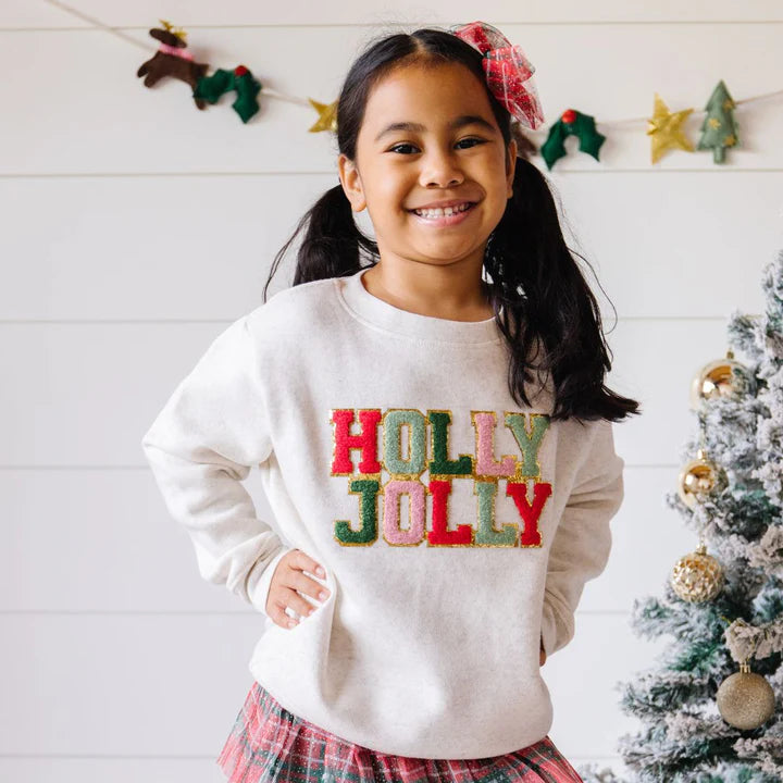 *Pre-Sale* Sweet Wink Holly Jolly Patch Christmas Sweatshirt - Natural-Sweet Wink-Little Giant Kidz