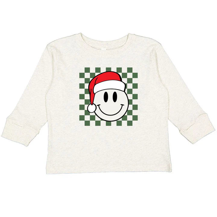 *Pre-Sale* Sweet Wink Santa Smiley Christmas Long Sleeve Shirt - Natural-Sweet Wink-Little Giant Kidz