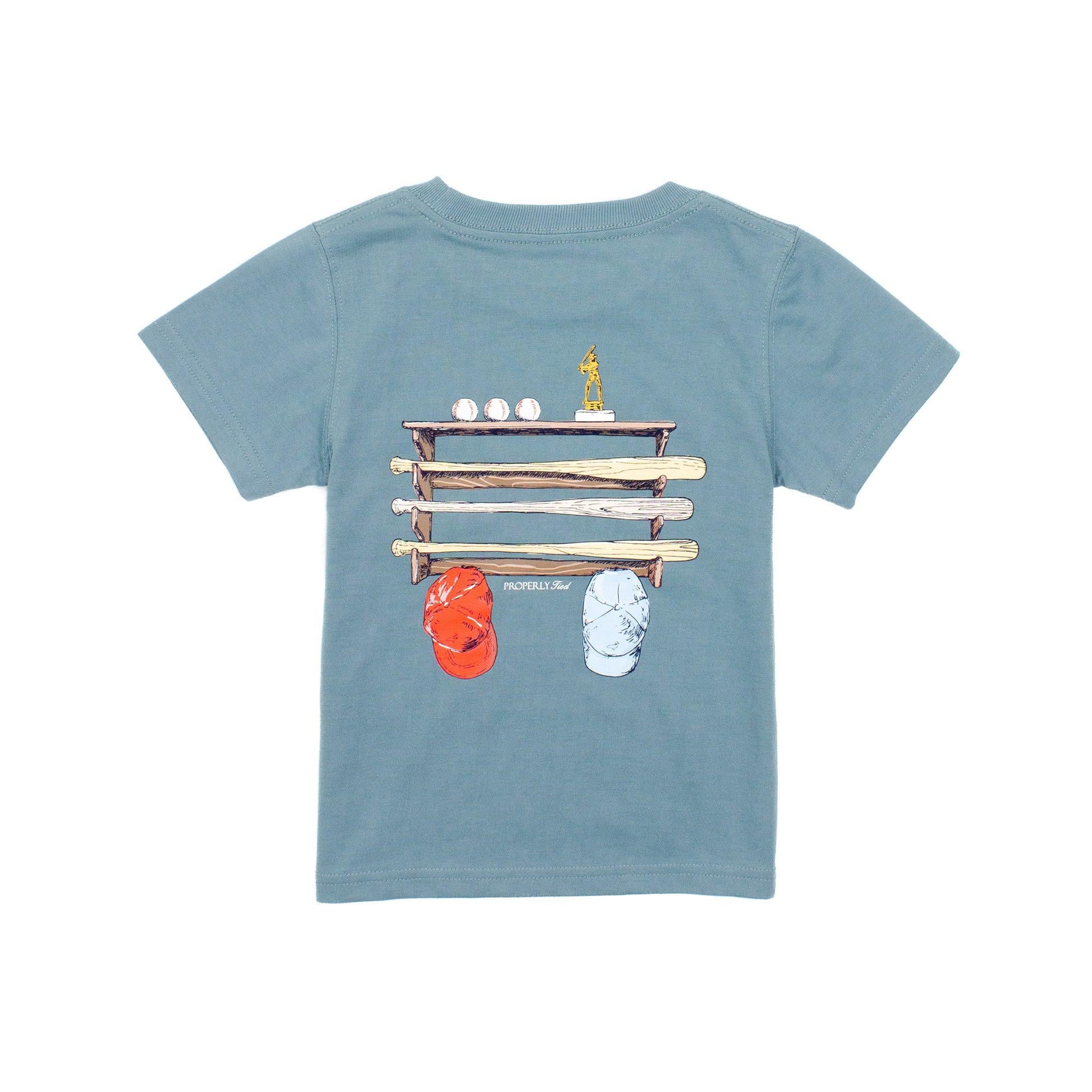 Properly Tied Boys Bat Rack Short Sleeve Shirt- Steel Blue-Properly Tied-Little Giant Kidz