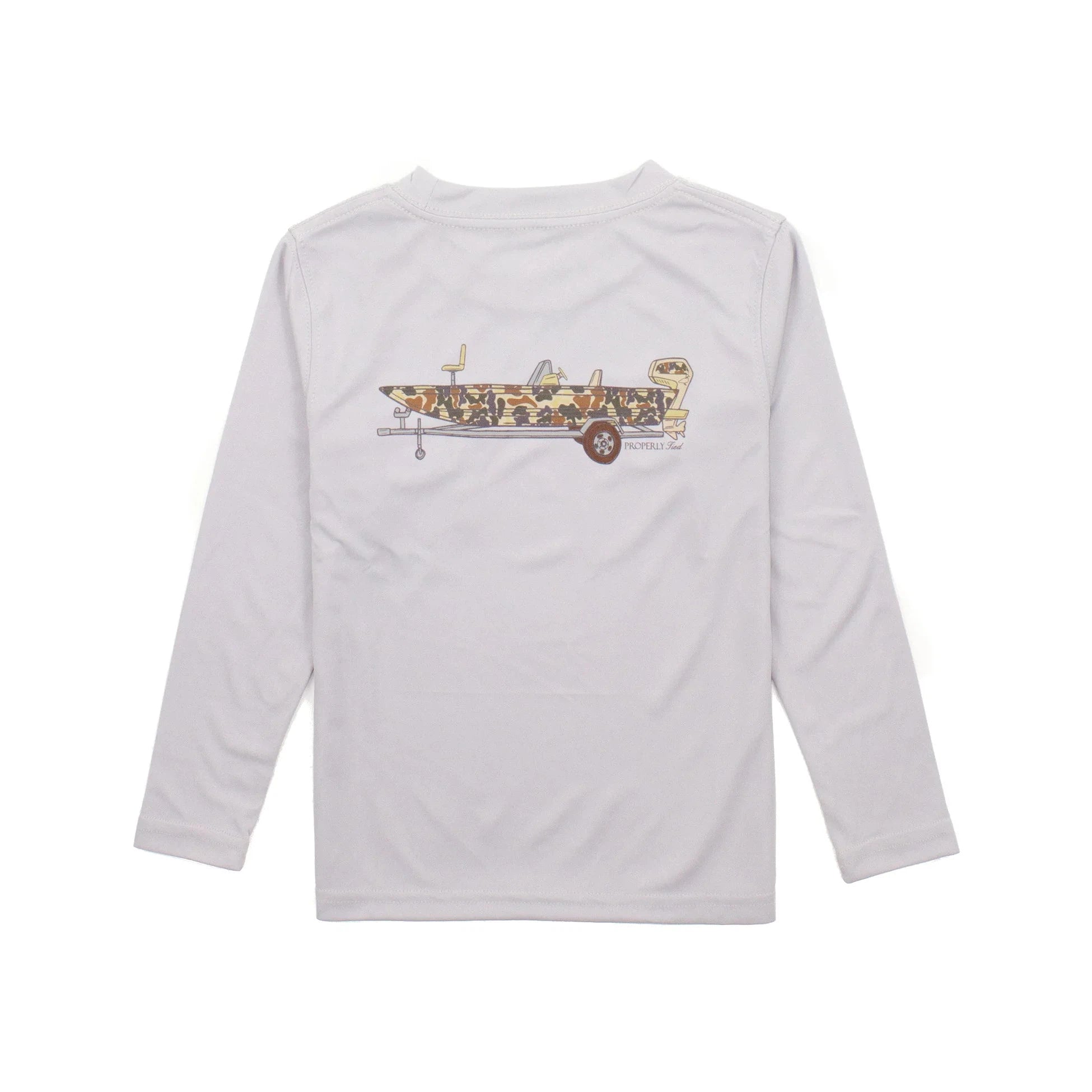 Properly Tied Camo Boat Long Sleeve Performance Tee - Ice-Properly Tied-Little Giant Kidz