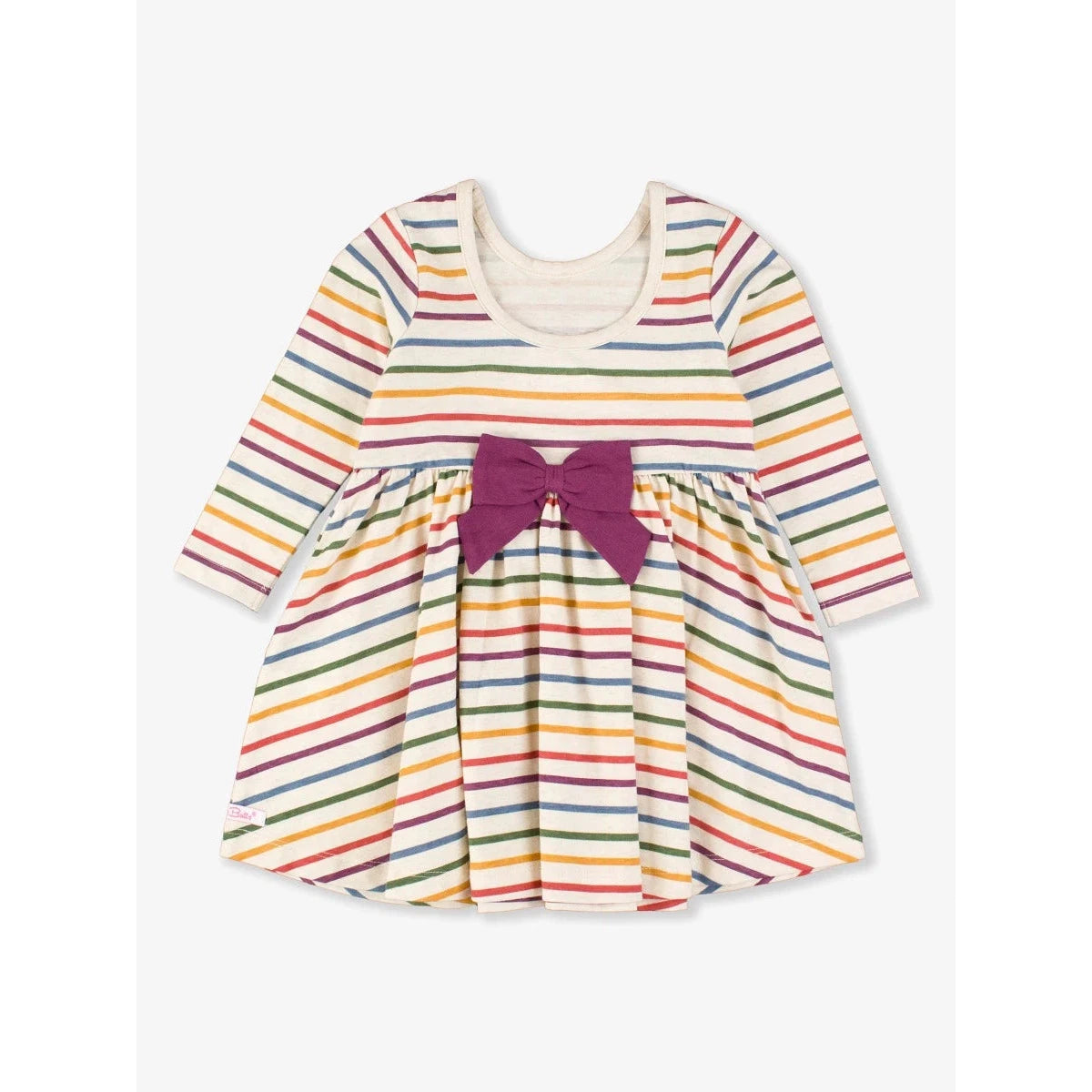 RuffleButts Countryside Rainbow Knit Long Sleeve Twirl Dress-RUFFLEBUTTS-Little Giant Kidz