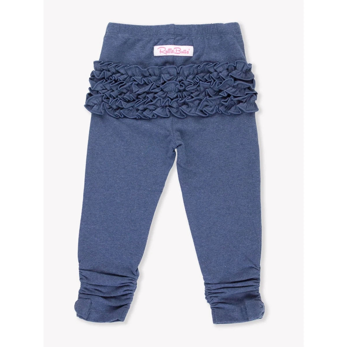 RuffleButts Faux Denim Ruched Bow Leggings-RUFFLEBUTTS-Little Giant Kidz