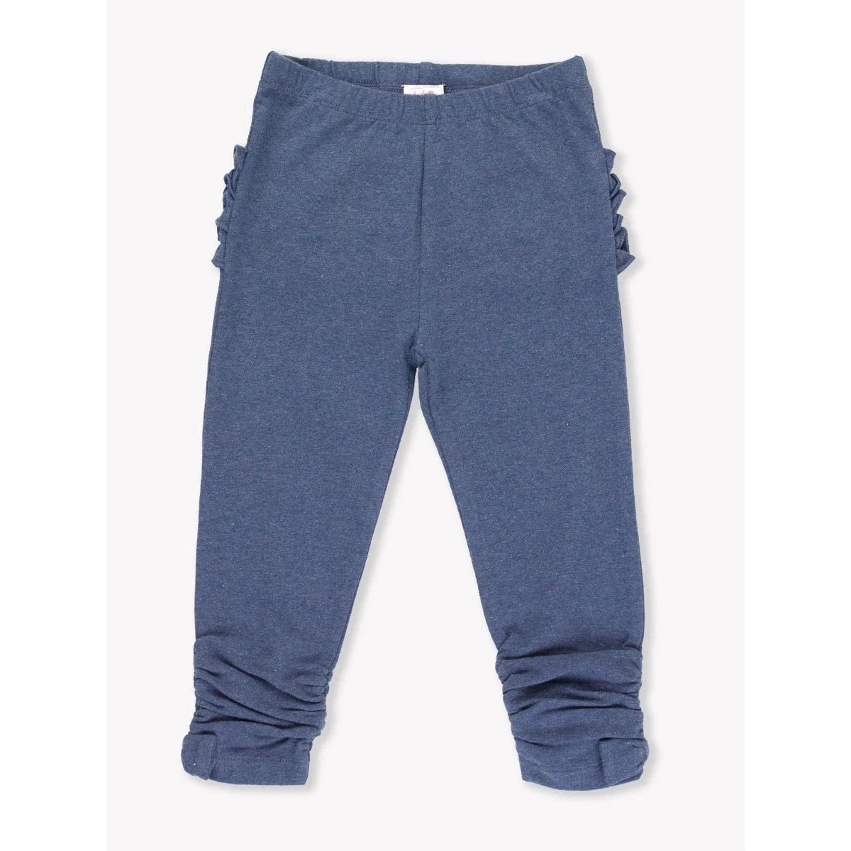 RuffleButts Faux Denim Ruched Bow Leggings-RUFFLEBUTTS-Little Giant Kidz