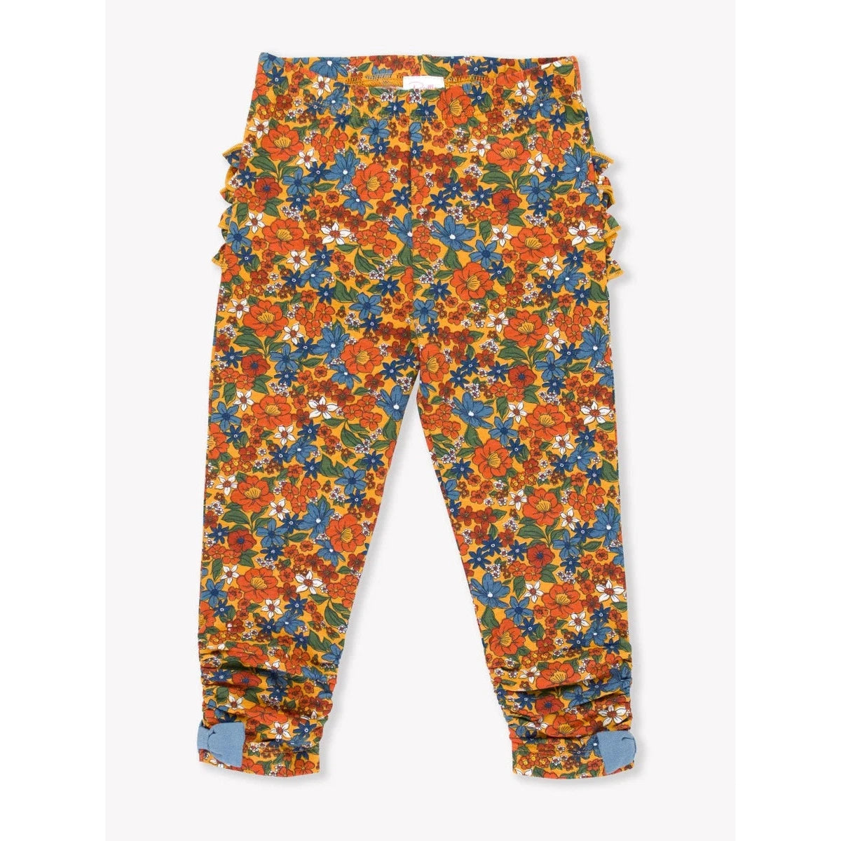 RuffleButts Golden Harvest Ruched Bow Leggings-RUFFLEBUTTS-Little Giant Kidz