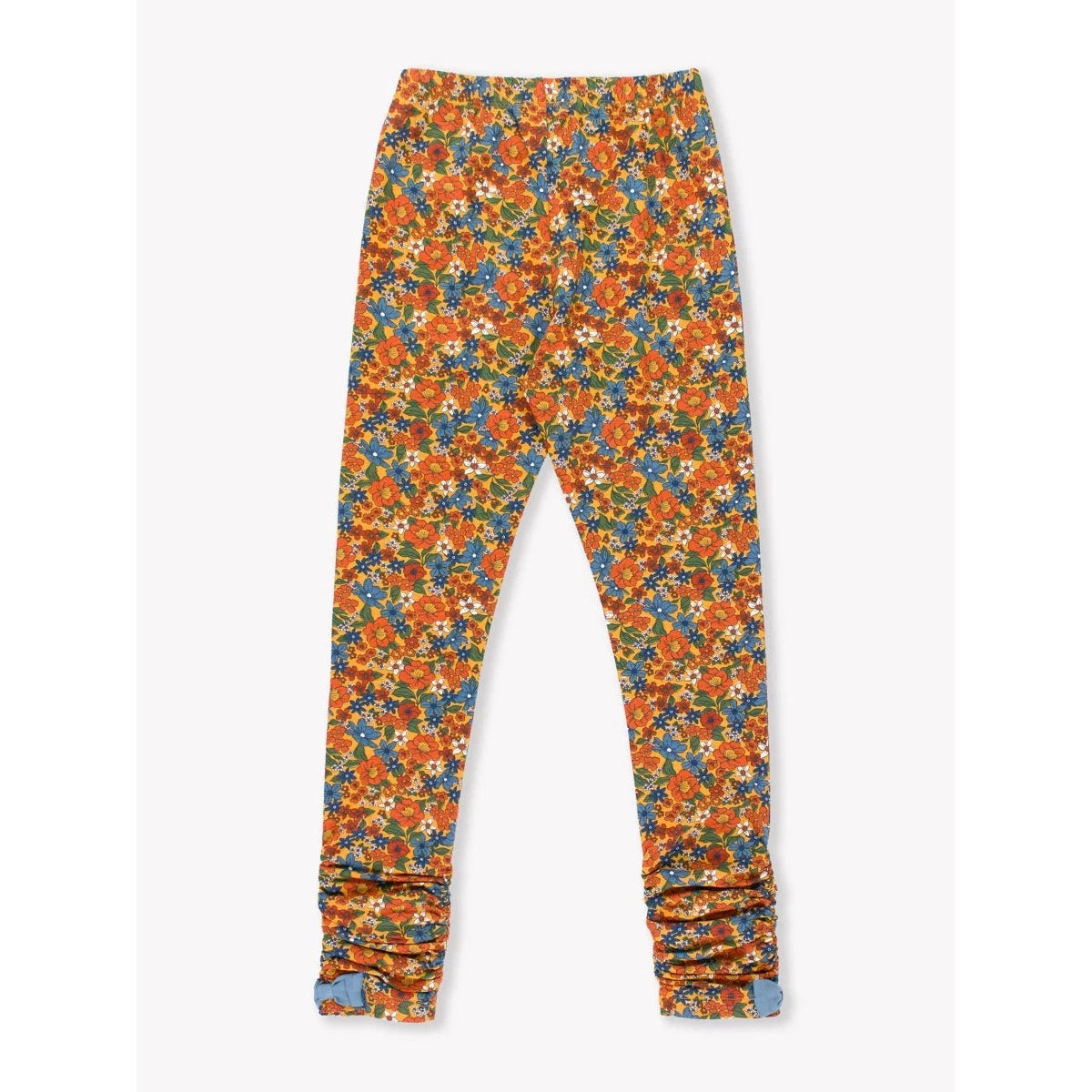 RuffleButts Golden Harvest Ruched Bow Leggings-RUFFLEBUTTS-Little Giant Kidz