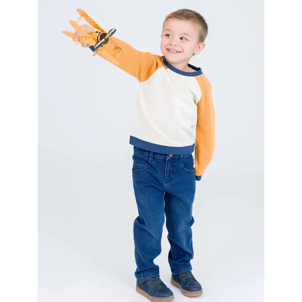 RuggedButts Heather Oatmeal Color Block Knit Raglan Sweatshirt-RUGGEDBUTTS-Little Giant Kidz