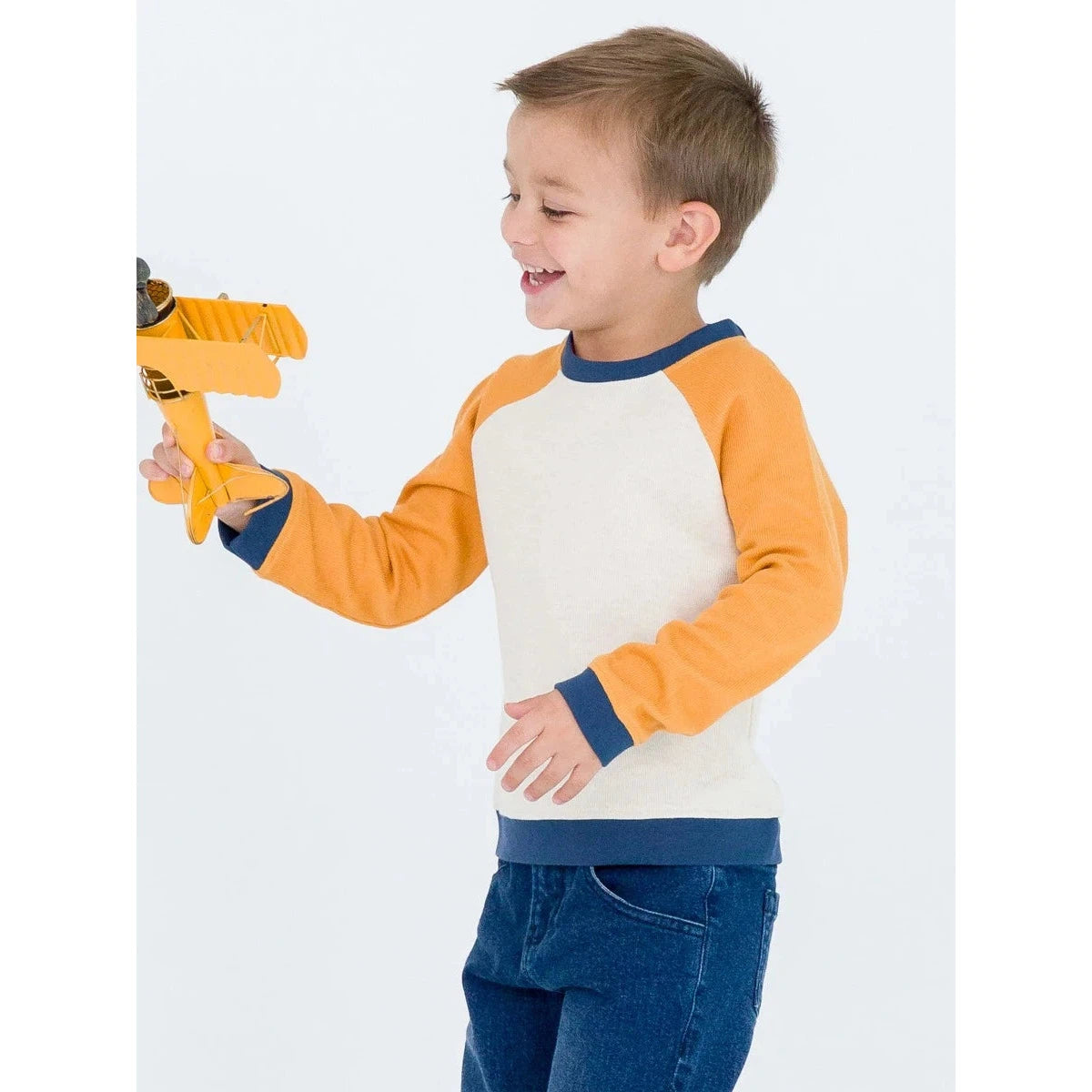 RuggedButts Heather Oatmeal Color Block Knit Raglan Sweatshirt-RUGGEDBUTTS-Little Giant Kidz