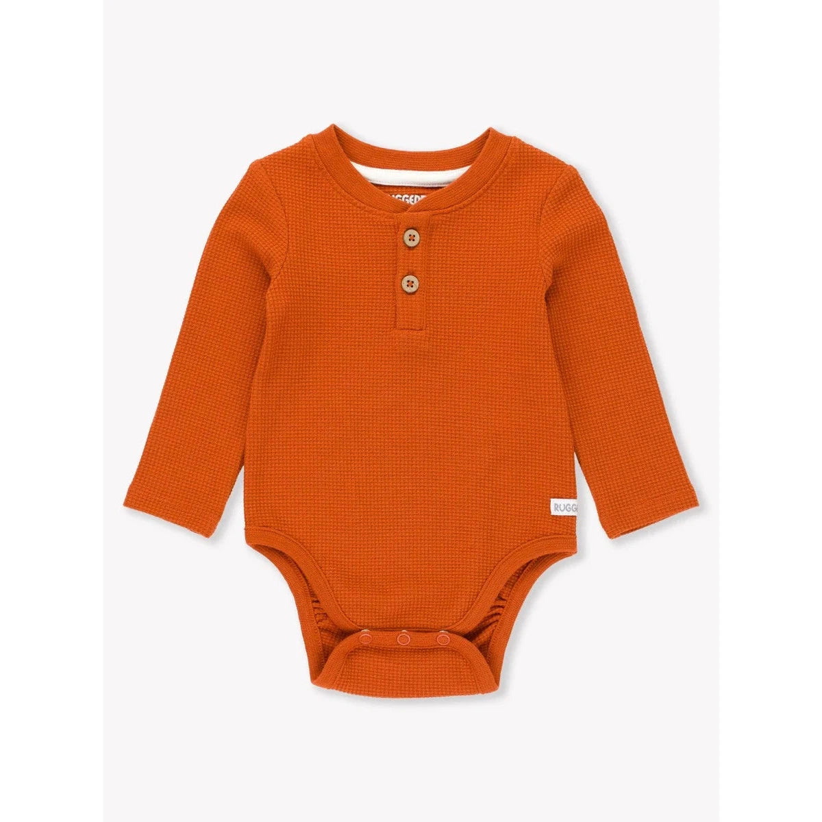 RuggedButts Rust Waffle Knit Henley Bodysuit-RUGGEDBUTTS-Little Giant Kidz