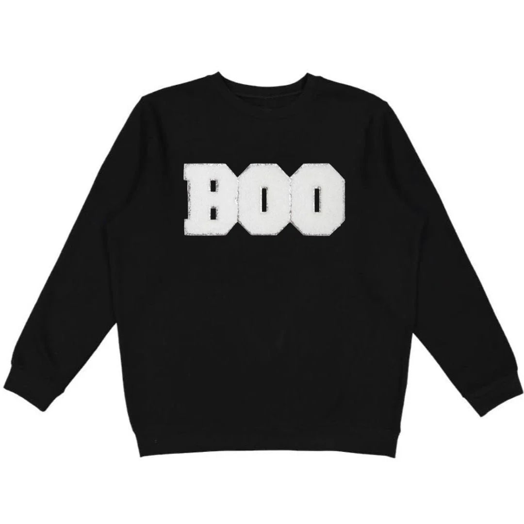 Sweet Wink BOO Patch Halloween Adult Sweatshirt - Black-Sweet Wink-Little Giant Kidz