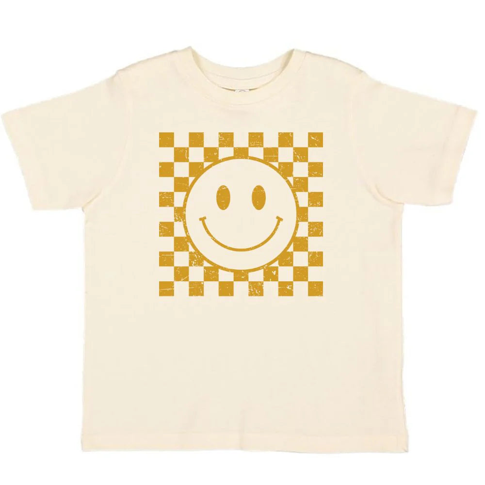 Sweet Wink Hazel Smiley Checker Short Sleeve T-Shirt - Natural-Sweet Wink-Little Giant Kidz