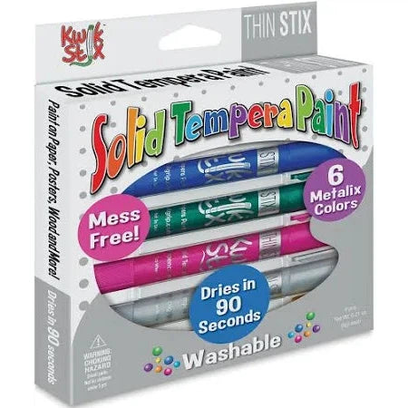 The Pencil Grip Kwik Stix Solid Tempera Paint Thin Stix Metallic - Set of 6-THE PENCIL GRIP-Little Giant Kidz