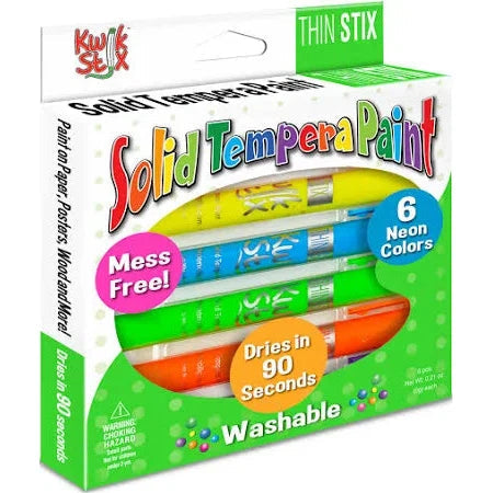 The Pencil Grip Kwik Stix Solid Tempera Paint Thin Stix NEON - Set of 6-THE PENCIL GRIP-Little Giant Kidz