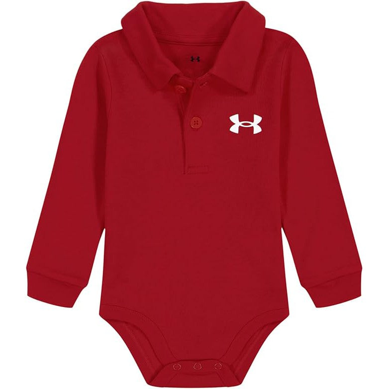 Under Armour Baby Boys' Long Sleeve Polo Bodysuit - Red-UNDER ARMOUR-Little Giant Kidz