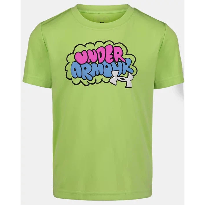 Under Armour Boy UA School Wordmark Short Sleeve Tee - Morph Green-UNDER ARMOUR-Little Giant Kidz