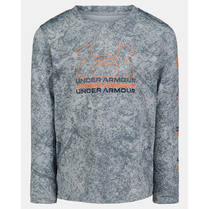 Under Armour Boys' UA Printed Long Sleeve Tee - Gravel-UNDER ARMOUR-Little Giant Kidz