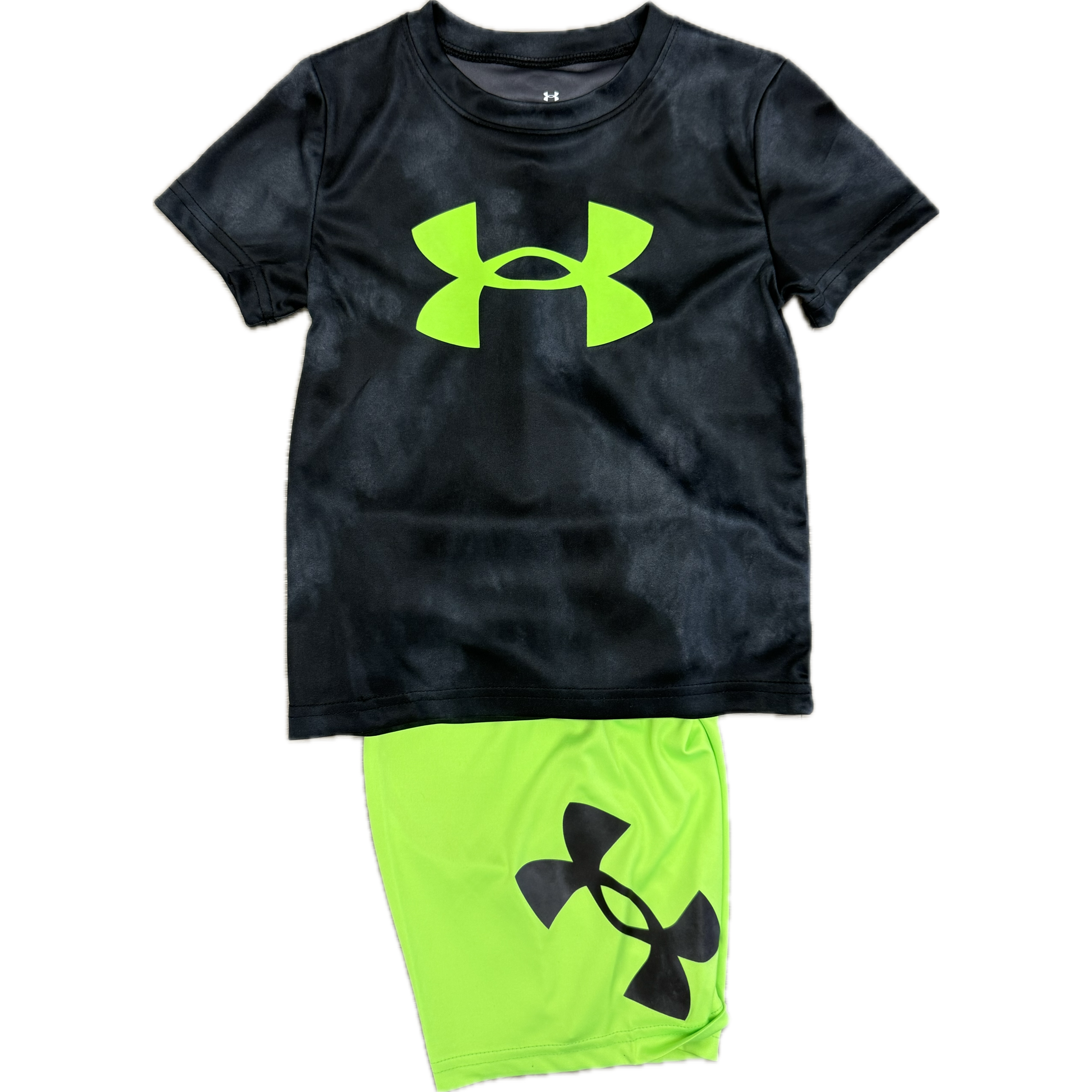 Under Armour Boys' UA TECH Printed Short Sleeve Short Set- Castlerock-UNDER ARMOUR-Little Giant Kidz