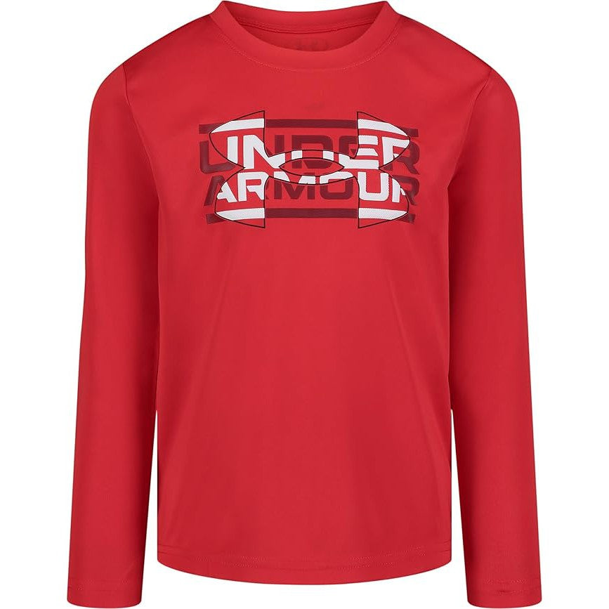 Under Armour Boys' UA Tech Mesh Logo Long Sleeve Tee - Red-UNDER ARMOUR-Little Giant Kidz