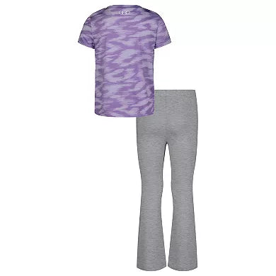 Under Armour Girl UA Short Sleeve Yoga Pant Set - Mod Gray-UNDER ARMOUR-Little Giant Kidz