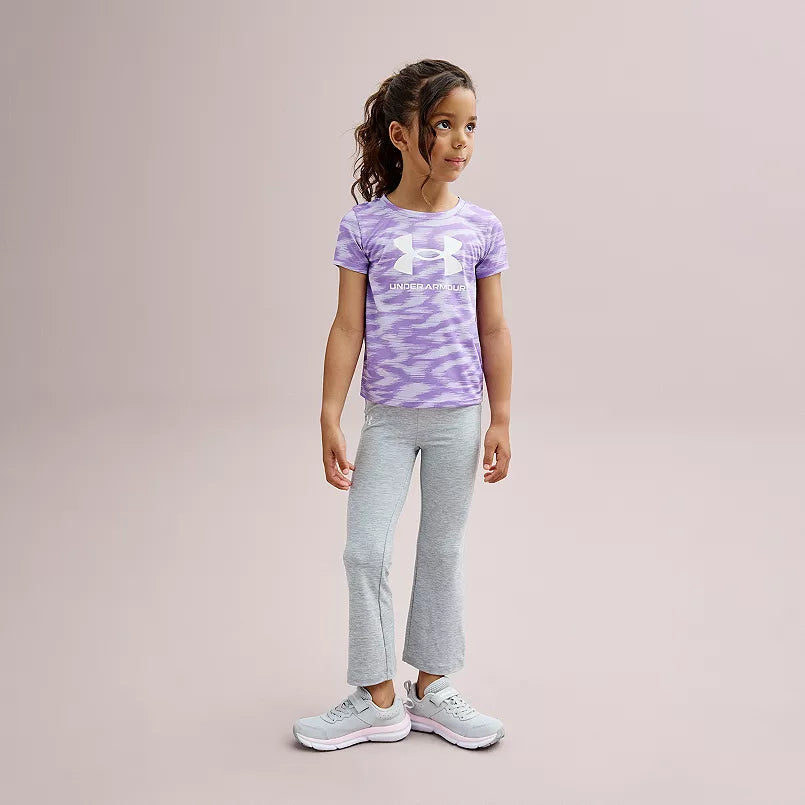 Under Armour Girl UA Short Sleeve Yoga Pant Set - Mod Gray-UNDER ARMOUR-Little Giant Kidz